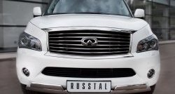 26 399 р. Защита переднего бампера (2 трубыØ76х42 мм, нержавейка) Russtal  INFINITI QX56  Z62 (2010-2013)  с доставкой в г. Москва. Увеличить фотографию 1