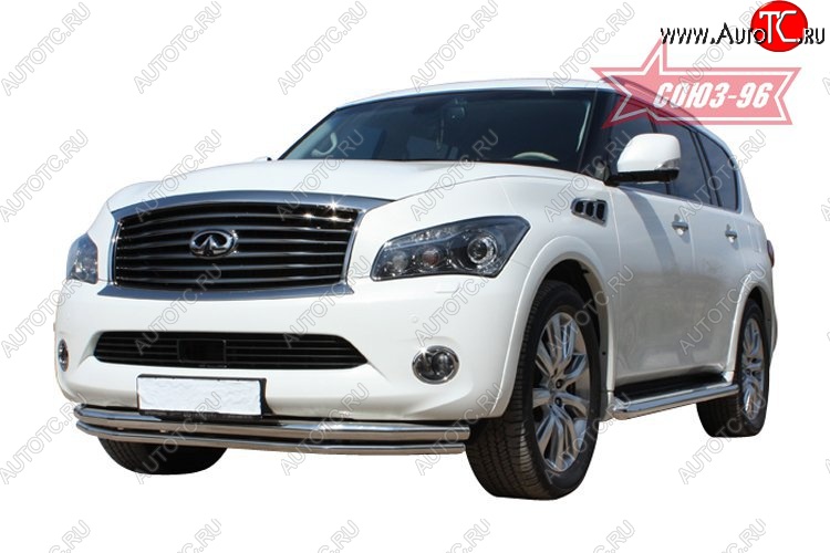 28 259 р. Защита переднего бампера двойная Souz-96 (d460/42) INFINITI QX56 Z62 (2010-2013)  с доставкой в г. Москва