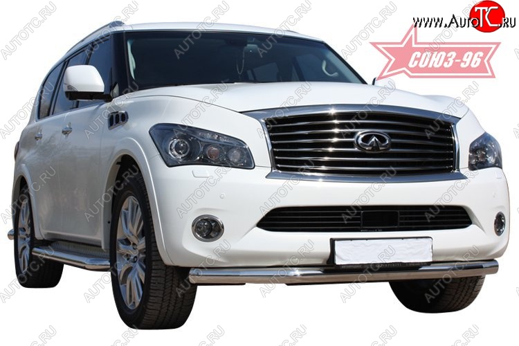 19 709 р. Защита переднего бампера одинарная Souz-96 (d76) INFINITI QX56 Z62 (2010-2013)  с доставкой в г. Москва