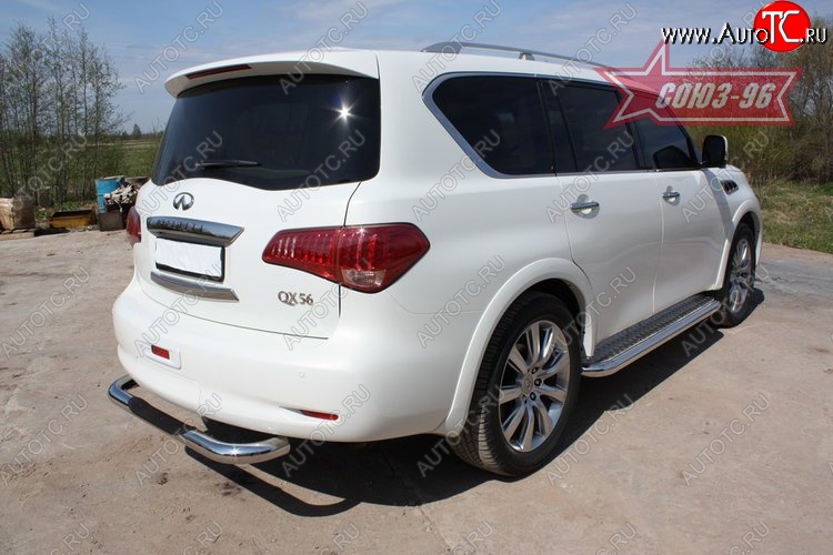 18 359 р. Защита заднего бампера с проступью Souz-96 (d76) INFINITI QX56 Z62 (2010-2013)  с доставкой в г. Москва