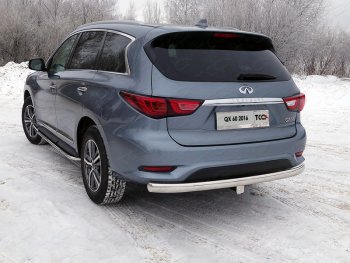 Защита заднего бампера (овальная) ТСС (нержавейка d75х42 мм) INFINITI (Инфинити) QX60 (КуХ60)  L50 (2016-2021) L50 рестайлинг