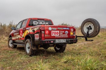 70 999 р. Бампер задний силовой РИФ (стандарт) Isuzu D-Max RT85,TFR ExtendedCab рестайлинг (2015-2021) (С квадратом под фаркоп, калиткой и фонарями)  с доставкой в г. Москва. Увеличить фотографию 5