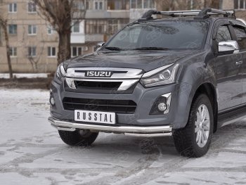 20 999 р. Защита переднего бампера (2 трубы Ø63 и 42 мм, нержавейка) SLITKOFF Isuzu D-Max RT85,TFR DoubleCab рестайлинг (2015-2021)  с доставкой в г. Москва. Увеличить фотографию 2