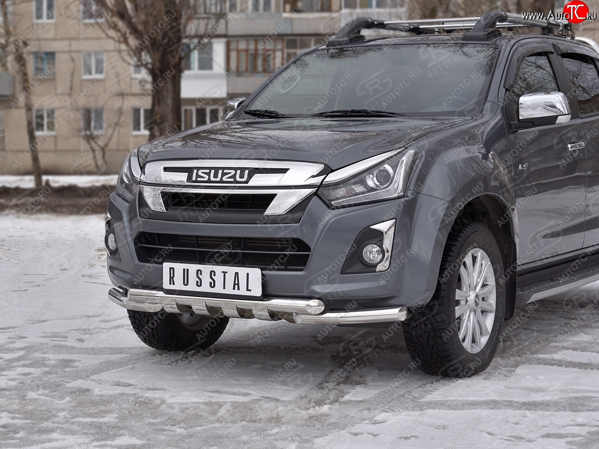 22 399 р. Защита переднего бампера (Ø 63 мм с клыками, нержавейка) SLITKOFF  Isuzu D-Max  RT85,TFR DoubleCab (2015-2021) рестайлинг  с доставкой в г. Москва