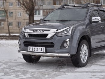 15 699 р. Защита переднего бампера (Ø 76 мм, нержавейка) SLITKOFF  Isuzu D-Max  RT85,TFR DoubleCab (2015-2021) рестайлинг  с доставкой в г. Москва. Увеличить фотографию 2