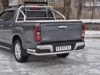 21 449 р. Защита заднего бампера (Ø63/63 мм, нержавейка) SLITKOFF Isuzu D-Max RT85,TFR DoubleCab рестайлинг (2015-2021)  с доставкой в г. Москва. Увеличить фотографию 2