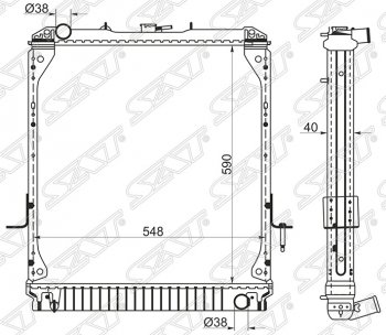 11 899 р. Радиатор двигателя (пластинчатый, МКПП) SAT Isuzu Elf (NPR75)  дорестайлинг (1993-2004)  с доставкой в г. Москва. Увеличить фотографию 1