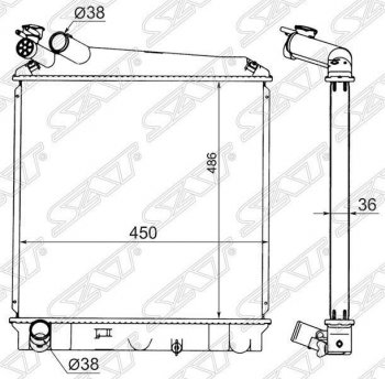 7 299 р. Радиатор двигателя (пластинчатый, МКПП) SAT Isuzu Elf (NPR75)  дорестайлинг (1993-2004)  с доставкой в г. Москва. Увеличить фотографию 1
