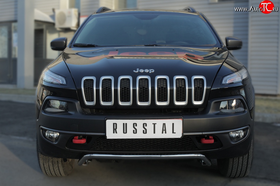 15 249 р. Защита переднего бампера (Trailhawk Ø42 мм волна, нержавейка) SLITKOFF  Jeep Cherokee  KL (2014-2017) дорестайлинг  с доставкой в г. Москва