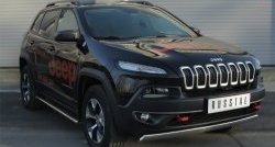 20 749 р. Защита порогов с круглыми вставками для ног (Trailhawk, нержавейка 75x42 мм) Russtal Jeep Cherokee KL дорестайлинг (2014-2017)  с доставкой в г. Москва. Увеличить фотографию 4