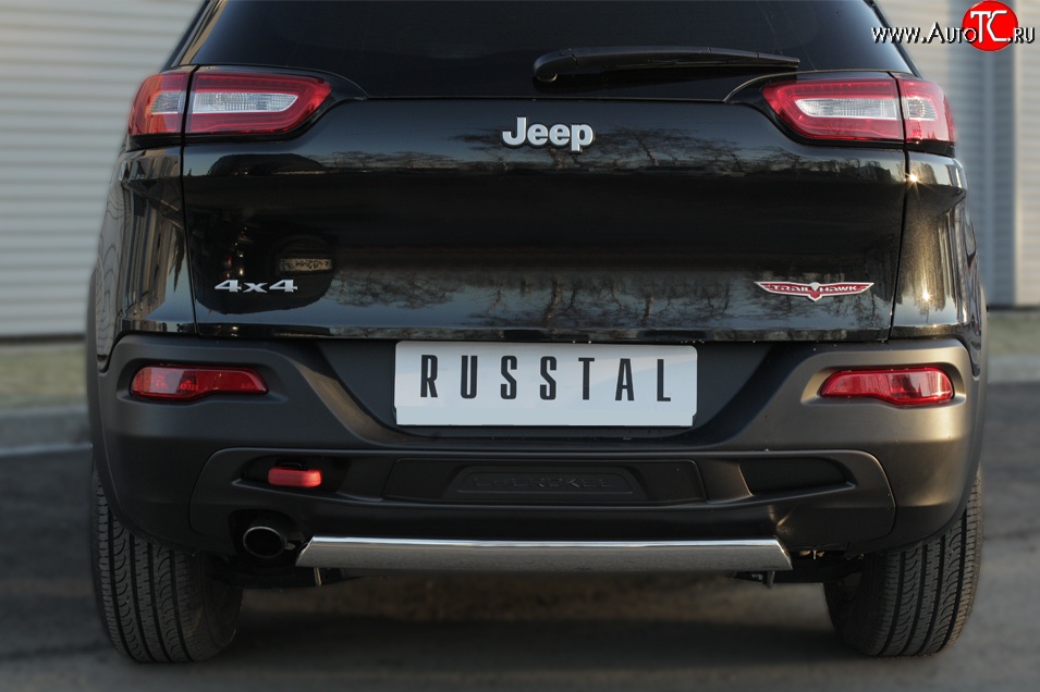 16 699 р. Защита заднего бампера (Trailhawk, Ø75x42 мм, нержавейка) Russtal Jeep Cherokee KL дорестайлинг (2014-2017)  с доставкой в г. Москва