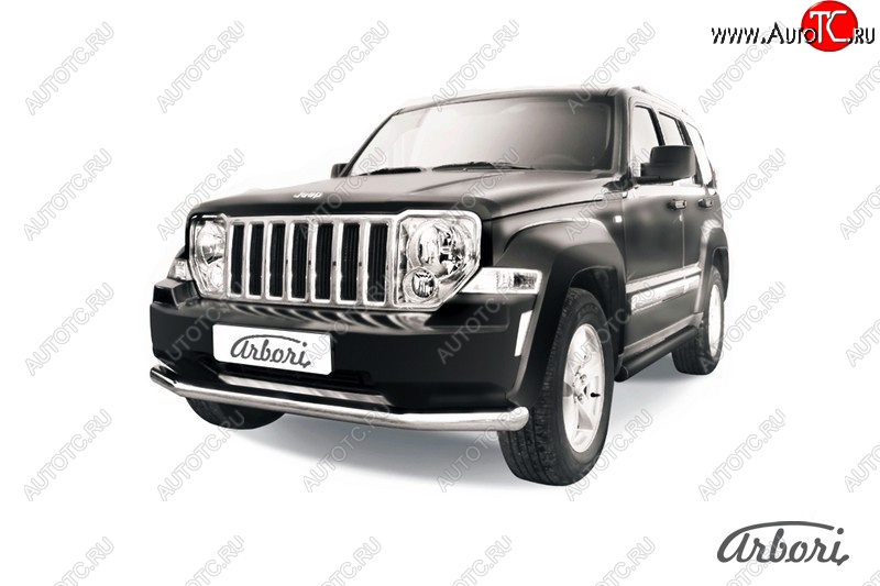 21 689 р. Защита переднего бампера Arbori (нержавейка, 1 труба d76 mm). Jeep Cherokee KK (2007-2014)  с доставкой в г. Москва