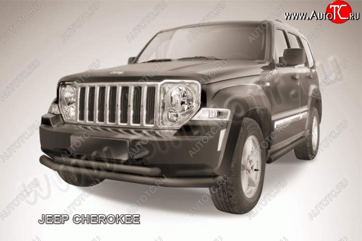 12 549 р. Защита переднего бампера из труб d76+d57 Slitkoff (двойная)  Jeep Cherokee  KK (2007-2014) (Цвет: серебристый)  с доставкой в г. Москва