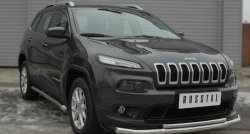 16 999 р. Защита переднего бампера (2 трубыØ63 и 42 мм, нержавейка) SLITKOFF  Jeep Cherokee  KL (2014-2017) дорестайлинг  с доставкой в г. Москва. Увеличить фотографию 2