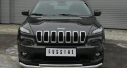 Защита переднего бампера (2 трубыØ63 и 42 мм, нержавейка) SLITKOFF Jeep (Джип) Cherokee (Чироки)  KL (2014-2017) KL дорестайлинг