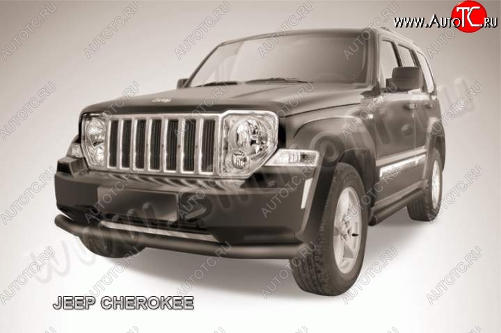 11 399 р. Защита переднего бампера их трубы d76 Slitkoff  Jeep Cherokee  KL (2014-2017) дорестайлинг (Цвет: серебристый)  с доставкой в г. Москва