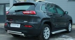 16 499 р. Защита заднего бампера (Ø63 и 42 мм, нержавейка) SLITKOFF Jeep Cherokee KL дорестайлинг (2014-2017)  с доставкой в г. Москва. Увеличить фотографию 3