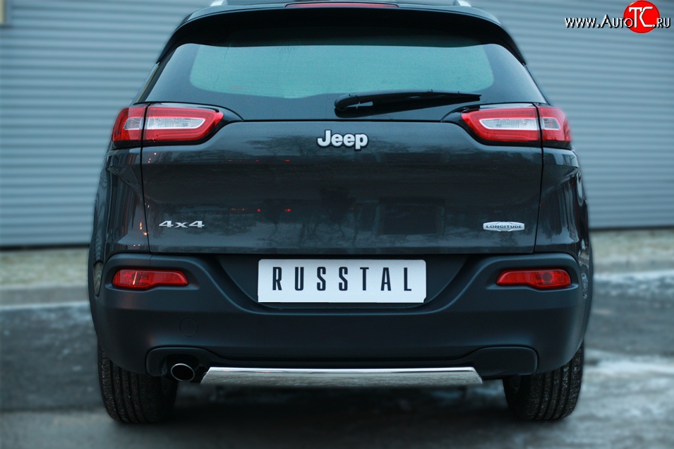 16 849 р. Защита заднего бампера (Ø75x42 мм, нержавейка) Russtal Jeep Cherokee KL дорестайлинг (2014-2017)  с доставкой в г. Москва