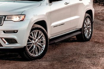 Пороги алюминиевые Slitkoff Jeep Grand Cherokee WK2 1-ый рестайлинг (2013-2018)