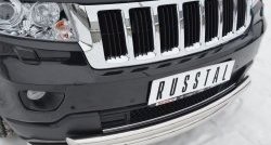 17 749 р. Защита переднего бампера (2 трубыØ76 и 63 мм, нержавейка) SLITKOFF Jeep Grand Cherokee WK2 дорестайлинг (2010-2013)  с доставкой в г. Москва. Увеличить фотографию 2