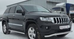 15 799 р. Защита порогов из круглой трубы диаметром 63 мм Russtal Jeep Grand Cherokee WK2 дорестайлинг (2010-2013) (Защита порогов с со скосами на торцах (вариант 1))  с доставкой в г. Москва. Увеличить фотографию 4