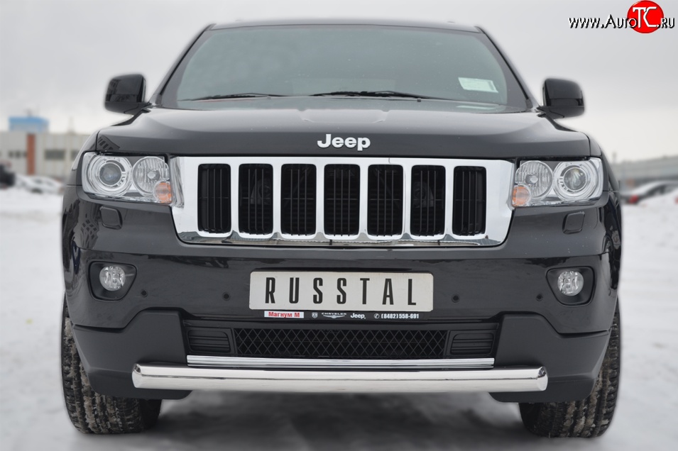 14 699 р. Одинарная защита переднего бампера диаметром 76 мм SLITKOFF Jeep Grand Cherokee WK2 дорестайлинг (2010-2013)  с доставкой в г. Москва