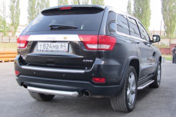 6 999 р. Защита заднего бампера из трубы d76 Slitkoff (короткая)  Jeep Grand Cherokee  WK2 (2010-2013) дорестайлинг (Цвет: серебристый)  с доставкой в г. Москва. Увеличить фотографию 3