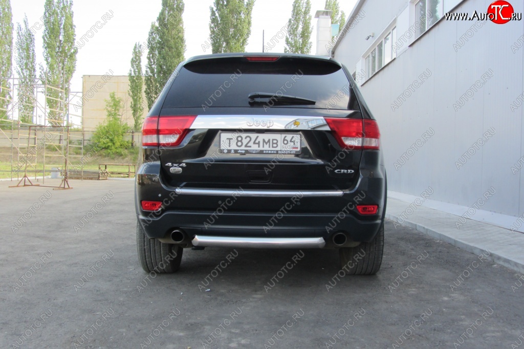 6 999 р. Защита заднего бампера из трубы d76 Slitkoff (короткая)  Jeep Grand Cherokee  WK2 (2010-2013) дорестайлинг (Цвет: серебристый)  с доставкой в г. Москва