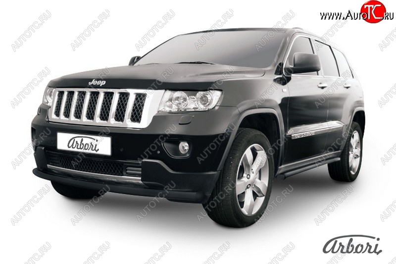 6 749 р. Защита переднего бампера Arbori (черная, 1 труба d57 mm). Jeep Grand Cherokee WK2 дорестайлинг (2010-2013)  с доставкой в г. Москва