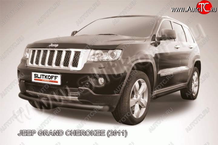 8 949 р. Защита переднего бампера из трубы d76 Slitkoff (дуга) Jeep Grand Cherokee WK2 дорестайлинг (2010-2013) (Цвет: серебристый)  с доставкой в г. Москва