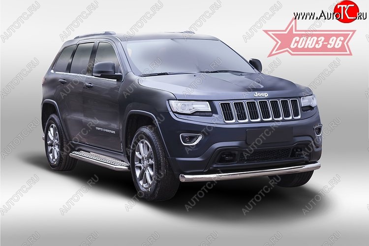 16 469 р. Защита переднего бампера одинарная рестайлинг Souz-96 (d76). Jeep Grand Cherokee WK2 дорестайлинг (2010-2013)  с доставкой в г. Москва