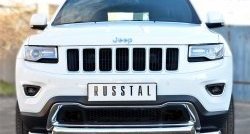 Защита переднего бампера из трёх труб диаметром 76 мм с зубьями SLITKOFF Jeep Grand Cherokee WK2 1-ый рестайлинг (2013-2018)