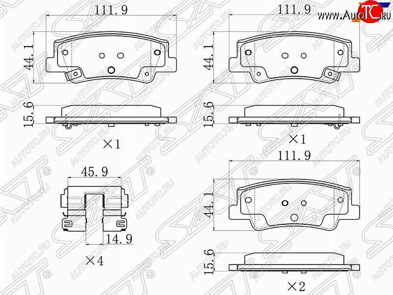 2 099 р. Задние тормозные колодки SAT Hyundai Sonata DN8 (2019-2022)  с доставкой в г. Москва