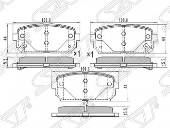 739 р. Колодки тормозные SAT (задние)  KIA Carens ( FC, RS,  UN) (1999-2013) дорестайлинг, рейсталинг  с доставкой в г. Москва. Увеличить фотографию 1