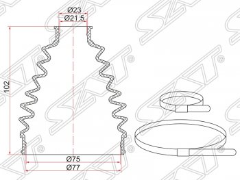 Пыльник ШРУСа (наружный) SAT (2 хомута. резина) Mazda 3/Axela BL дорестайлинг седан (2009-2011)