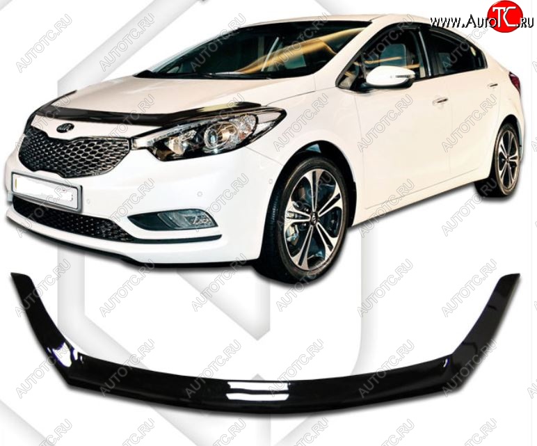 2 159 р. Дефлектор капота CA-Plastiс  KIA Cerato Koup  1 TD (2008-2013) купе (Classic черный, Без надписи)  с доставкой в г. Москва