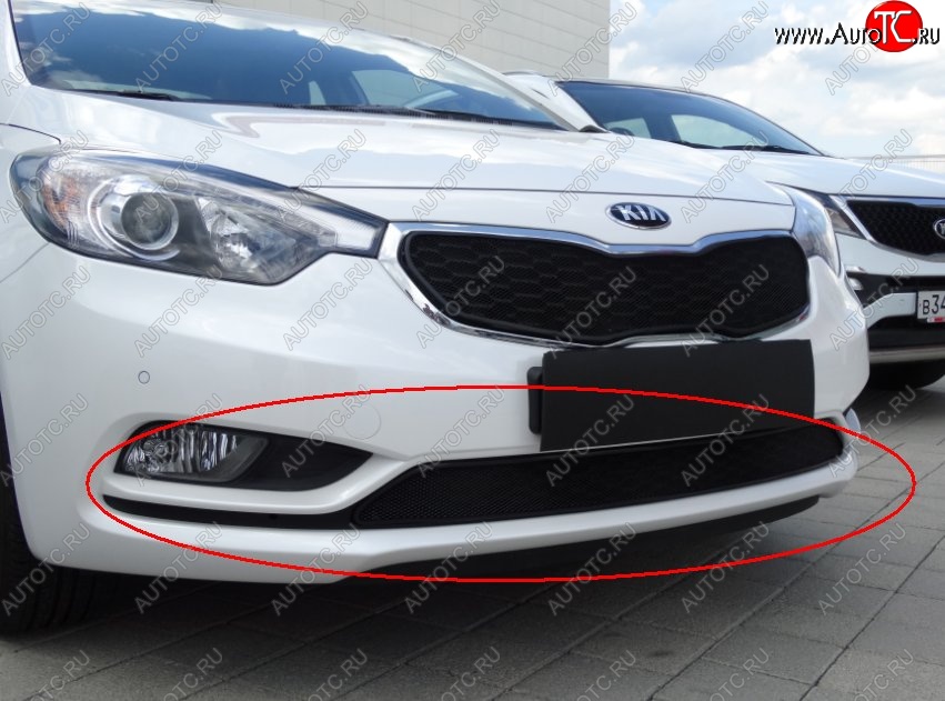 1 469 р. Нижняя защитная сетка на бампер Russtal (черная) KIA Cerato 3 YD дорестайлинг седан (2013-2016)  с доставкой в г. Москва