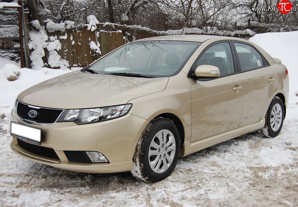 4 599 р. Накладка на передний бампер GT Dynamics KIA Cerato 2 TD седан (2008-2013) (Неокрашенная)  с доставкой в г. Москва