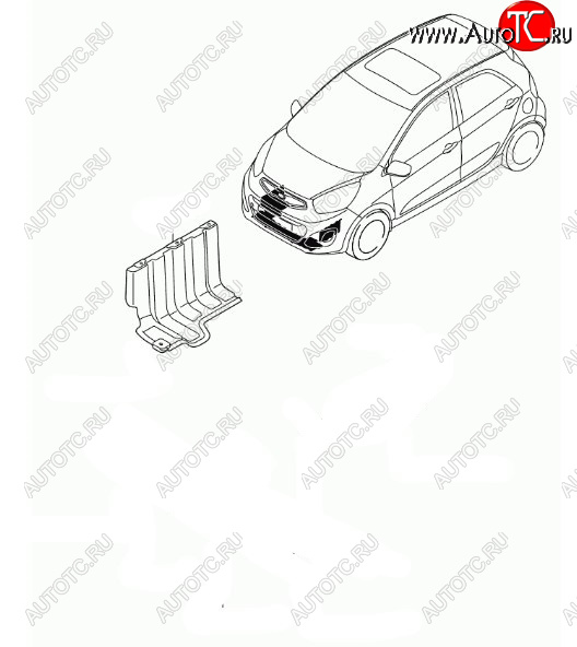 1 849 р. Правый защита двигателя (пыльник) HYUNDAI/KIA/MOBIS KIA Picanto 2 TA хэтчбэк 3 дв. дорестайлинг (2011-2015)  с доставкой в г. Москва