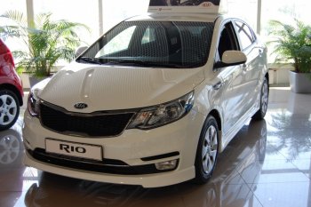 6 699 р. Накладка переднего бампера LitCompany KIA Rio 3 QB рестайлинг седан (2015-2017) (Неокрашенная)  с доставкой в г. Москва. Увеличить фотографию 2