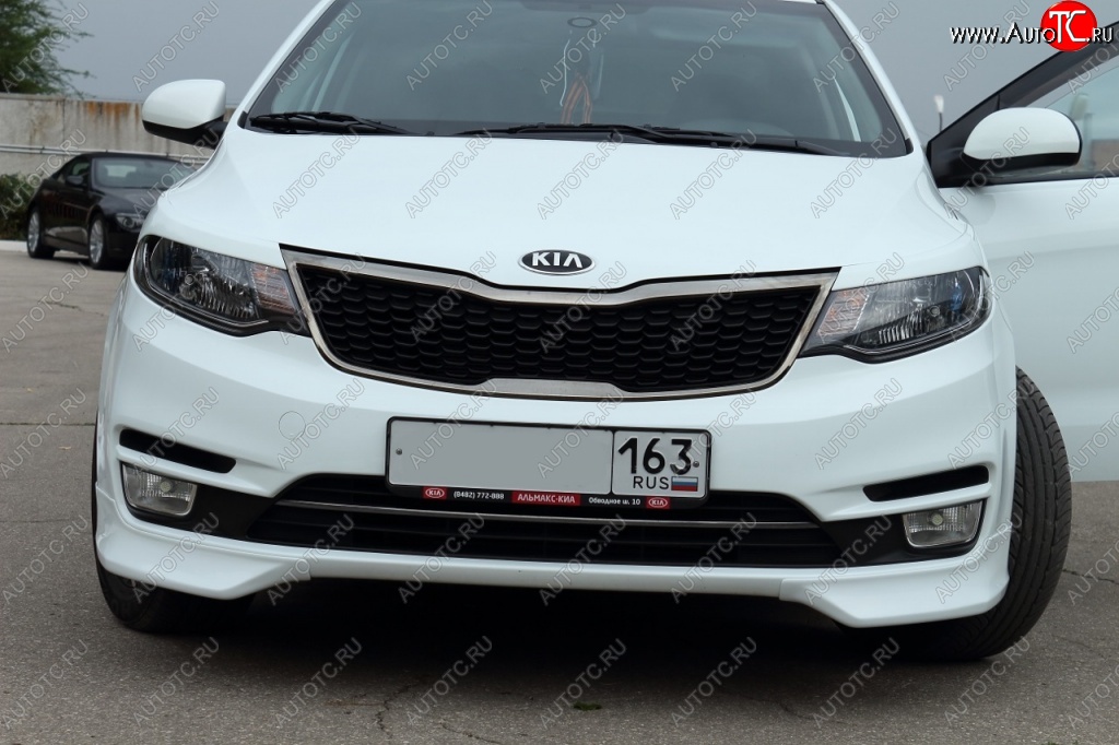 3 799 р. Накладки на передний бампер (рестайлинг) BS KIA Rio 3 QB рестайлинг седан (2015-2017) (Неокрашенная)  с доставкой в г. Москва