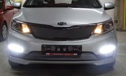 1 599 р. Сетка в решетку радиатора Russtal KIA Rio 3 QB рестайлинг седан (2015-2017) (хром)  с доставкой в г. Москва. Увеличить фотографию 2