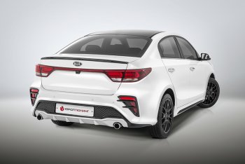 17 999 р. Задний бампер Kudos  KIA Rio  4 FB (2016-2020) дорестайлинг седан (Под парктроник и раздвоенный глушитель, Неокрашенный)  с доставкой в г. Москва. Увеличить фотографию 2