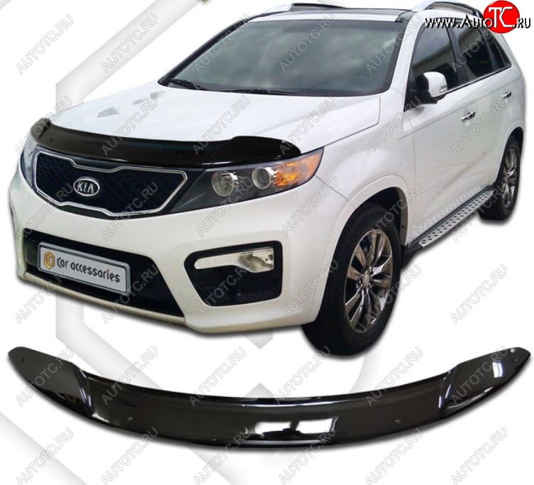 2 079 р. Дефлектор капота CA-Plastiс  KIA Sorento  XM (2009-2012) дорестайлинг (Classic черный, Без надписи)  с доставкой в г. Москва