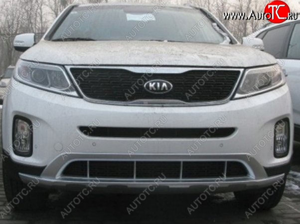 17 299 р. Накладка на передний бампер CT KIA Sorento XM рестайлинг (2012-2015) (Неокрашенная)  с доставкой в г. Москва