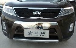 5 449 р. Накладка на передний бампер SuvStyle KIA Sorento XM рестайлинг (2012-2015) (Неокрашенная)  с доставкой в г. Москва. Увеличить фотографию 2