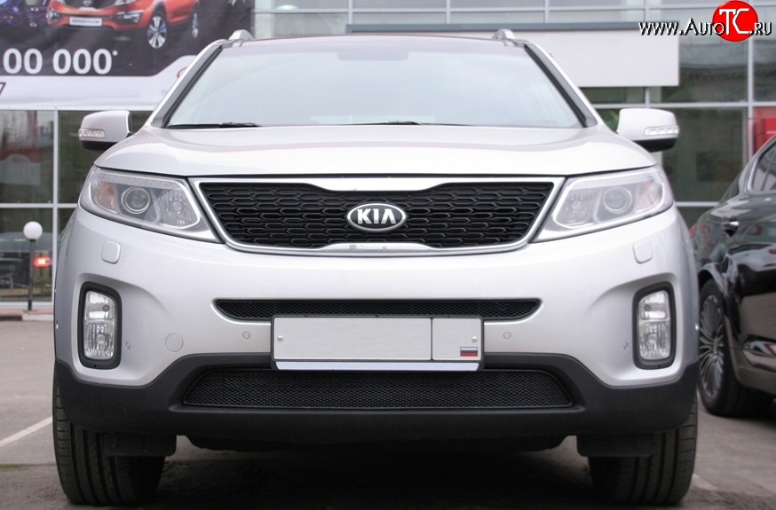 3 179 р. Сетка на бампер Novline KIA Sorento XM рестайлинг (2012-2015)  с доставкой в г. Москва