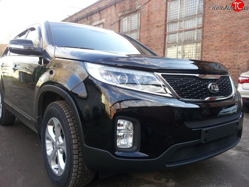 1 469 р. Нижняя сетка на бампер Russtal (черная) KIA Sorento XM рестайлинг (2012-2015)  с доставкой в г. Москва