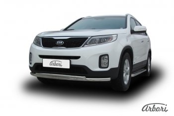 5 499 р. Защита переднего бампера Arbori (нержавейка, 2 трубы d57 и 42 mm) KIA Sorento XM рестайлинг (2012-2015)  с доставкой в г. Москва. Увеличить фотографию 2