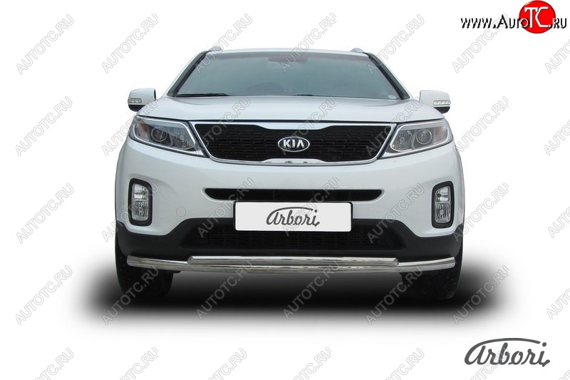 5 499 р. Защита переднего бампера Arbori (нержавейка, 2 трубы d57 и 42 mm) KIA Sorento XM рестайлинг (2012-2015)  с доставкой в г. Москва